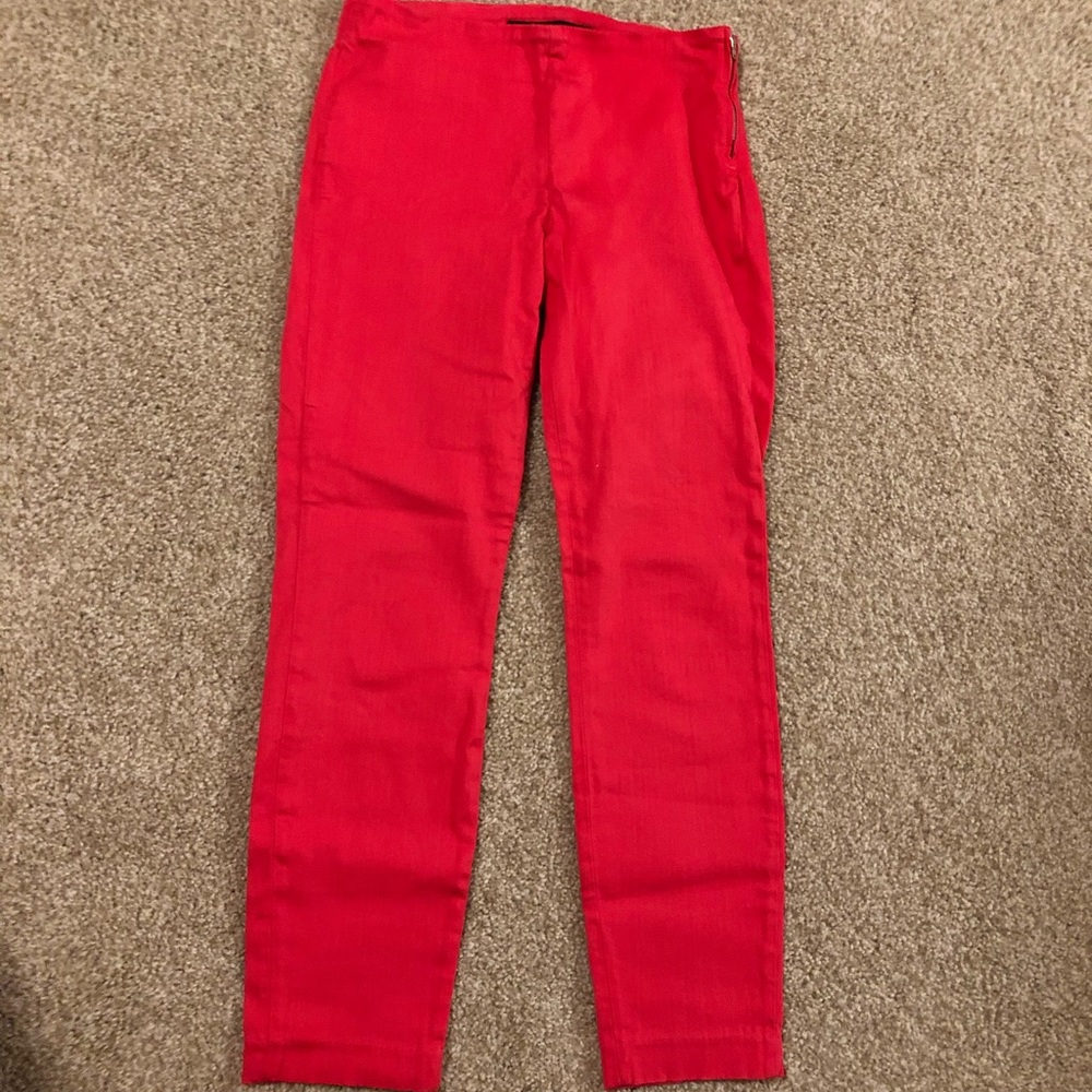 Bright red ankle pants